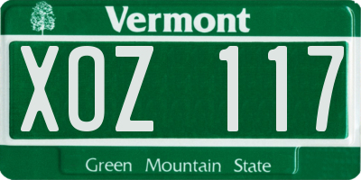 VT license plate XOZ117