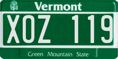 VT license plate XOZ119