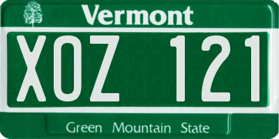 VT license plate XOZ121