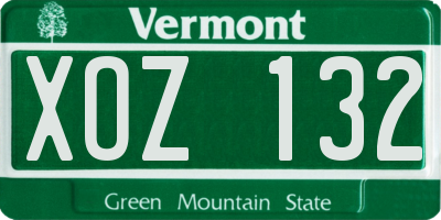 VT license plate XOZ132