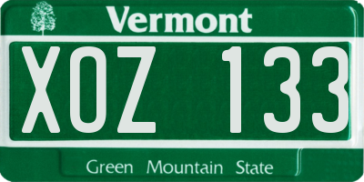 VT license plate XOZ133