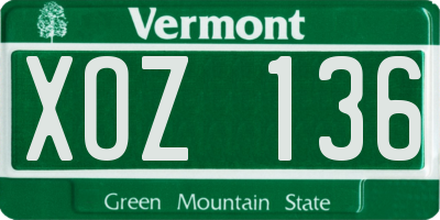 VT license plate XOZ136