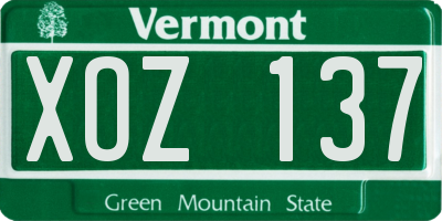 VT license plate XOZ137