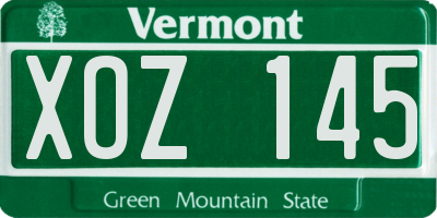 VT license plate XOZ145