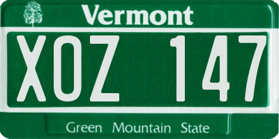 VT license plate XOZ147