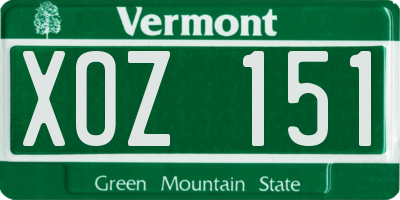 VT license plate XOZ151