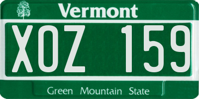 VT license plate XOZ159