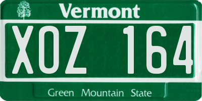 VT license plate XOZ164