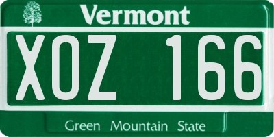 VT license plate XOZ166