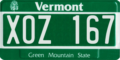 VT license plate XOZ167