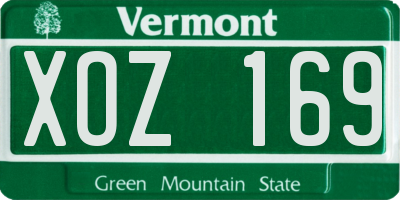 VT license plate XOZ169