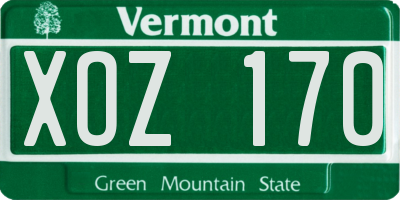 VT license plate XOZ170