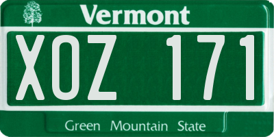 VT license plate XOZ171