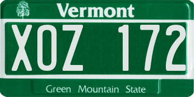 VT license plate XOZ172