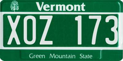VT license plate XOZ173