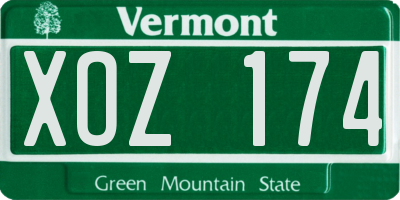 VT license plate XOZ174