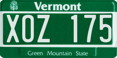 VT license plate XOZ175
