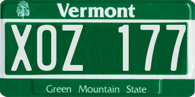 VT license plate XOZ177