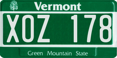 VT license plate XOZ178