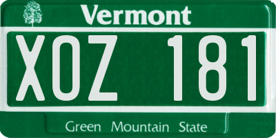 VT license plate XOZ181