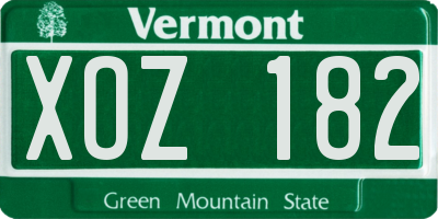 VT license plate XOZ182