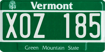 VT license plate XOZ185