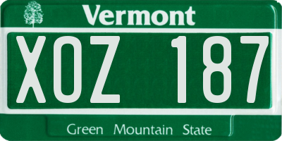 VT license plate XOZ187