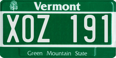 VT license plate XOZ191