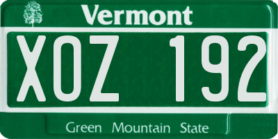 VT license plate XOZ192
