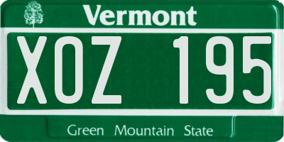 VT license plate XOZ195