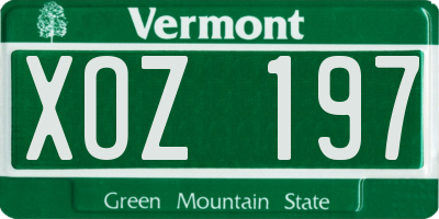 VT license plate XOZ197
