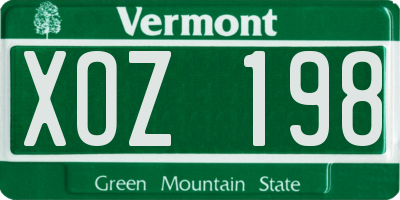 VT license plate XOZ198