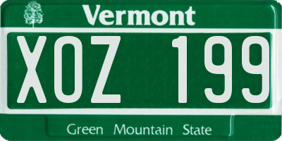 VT license plate XOZ199