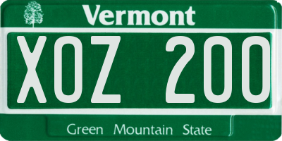 VT license plate XOZ200