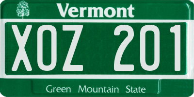 VT license plate XOZ201