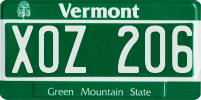 VT license plate XOZ206