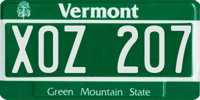 VT license plate XOZ207