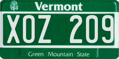 VT license plate XOZ209