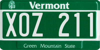 VT license plate XOZ211
