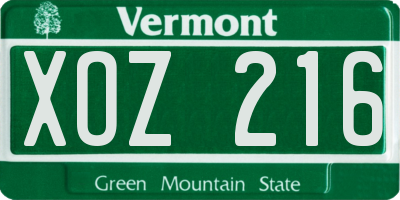 VT license plate XOZ216