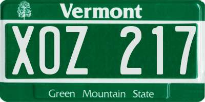 VT license plate XOZ217