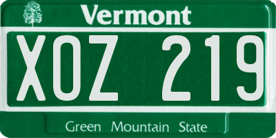 VT license plate XOZ219