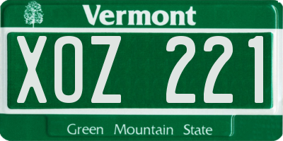 VT license plate XOZ221
