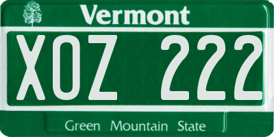 VT license plate XOZ222