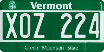 VT license plate XOZ224