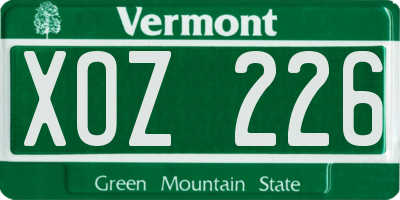 VT license plate XOZ226
