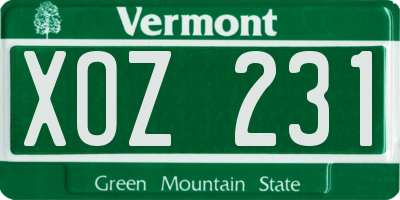 VT license plate XOZ231