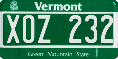 VT license plate XOZ232
