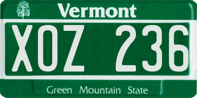 VT license plate XOZ236
