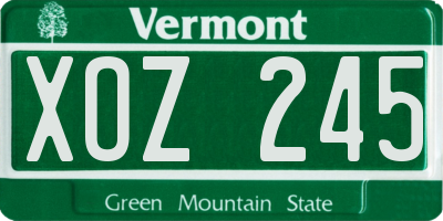 VT license plate XOZ245